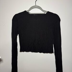 Zara Black Long Sleeve Crop Top
